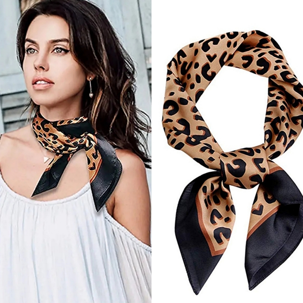 Small silk scarf  designer leopard print b…